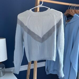 La Hearts Light Blue & Gray Chevron Crewneck Sweater